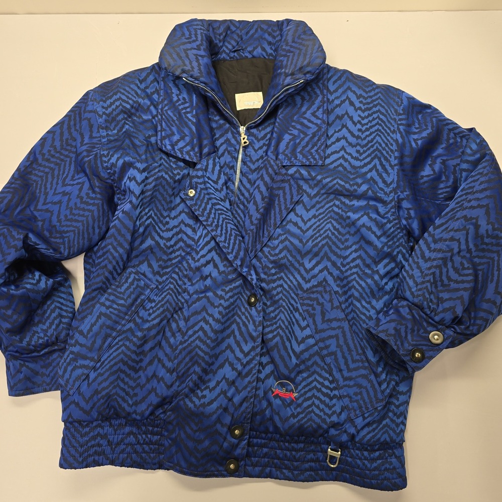 Vintage Bogner Blue Geometric Chevron Ski Jacket‎ Puffer Bomber Mens XL